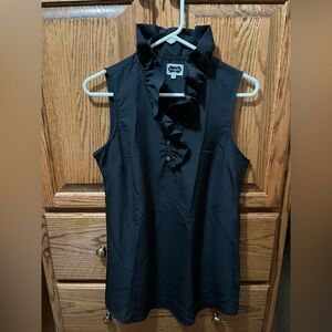 Mud Pie Navy Ruffle V-Neck Sleeveless Blouse